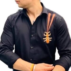Black Designer Embroidered Shirt