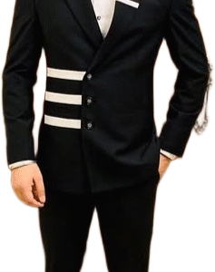 The Modern Edge Black Suit with Striped Accents