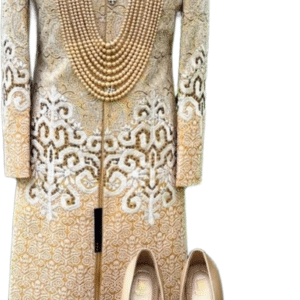 Golden BeigeEmbroidered Sherwani Set