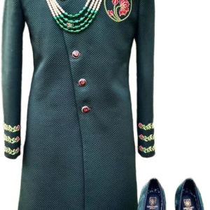 [Dark Green/Forest Green] Textured Sherwani