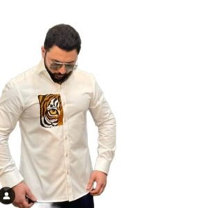Ivory Tiger Eye Embroidered Shirt – Bold Instinct Edition