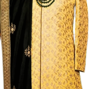 Dual-Tone Gold & Black Sherwani Set.