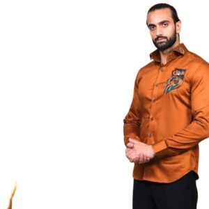 "Embroidered Owl Statement Shirt."